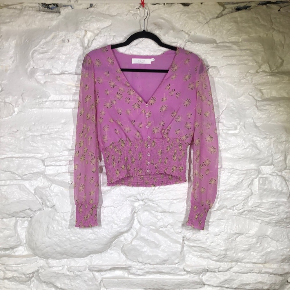 ASTR the Label pink long sleeve blouse